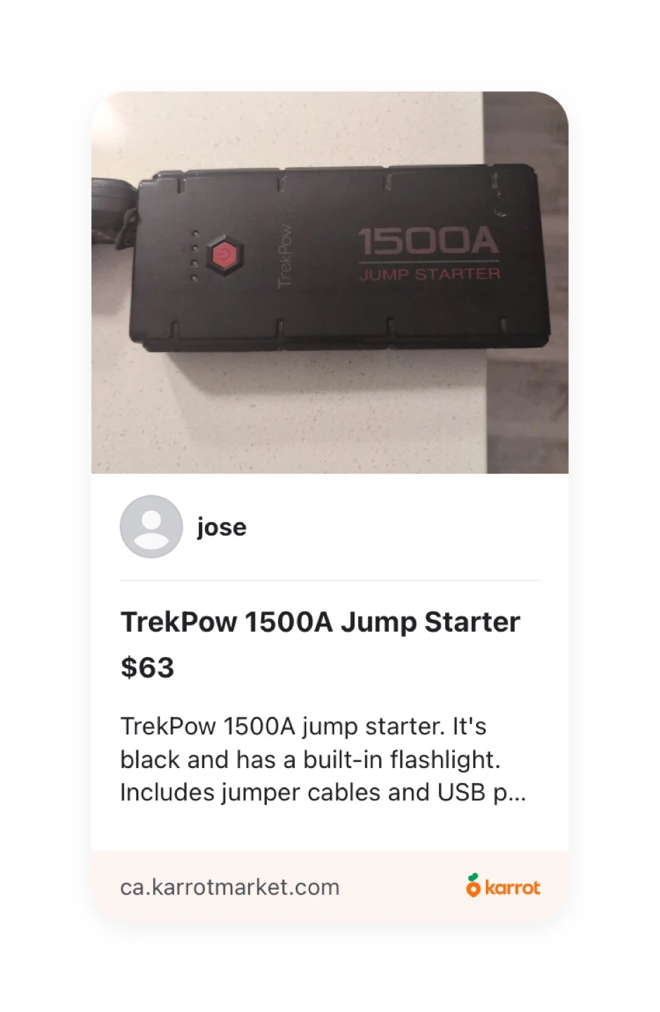TrekPow 1500A Jump Starter - photo 2