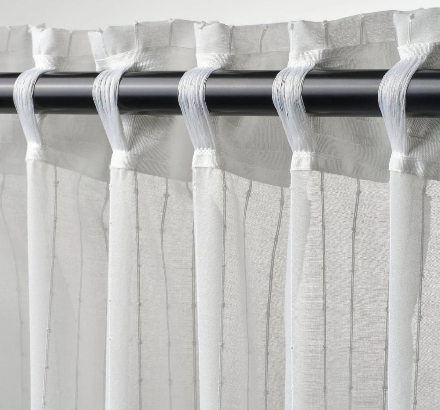 White Sheer Curtains with Beaded Detail (Set of 2) - photo 2