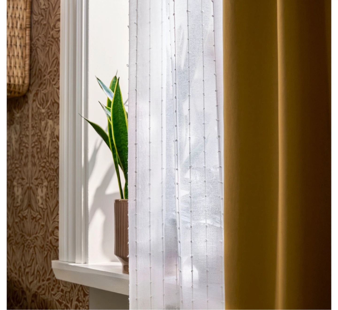 White Sheer Curtains with Beaded Detail (Set of 2)