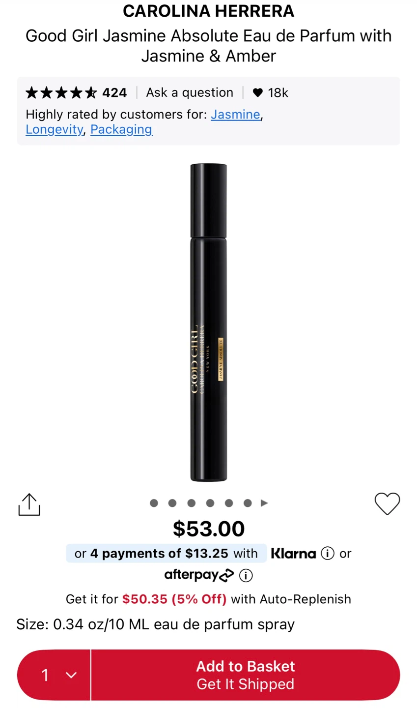 🆕 Carolina Herrera Good Girl Eau Parfum Jasmine Absolute 7ml - photo 4