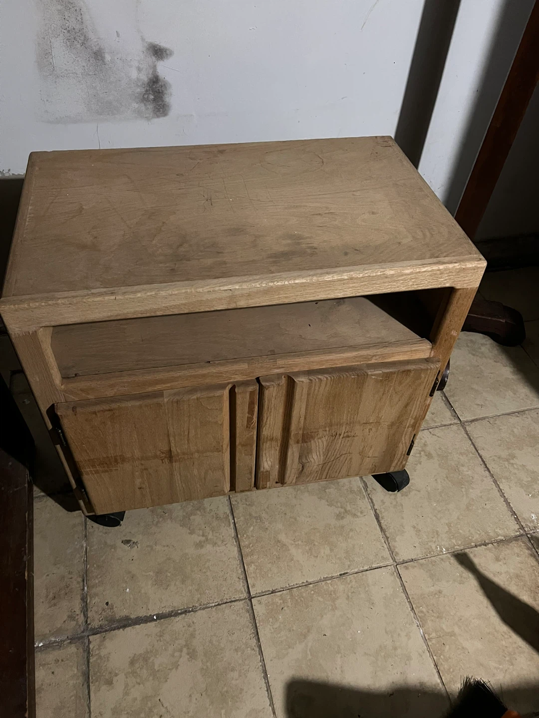 Wooden Media Console Stand with Wheels
