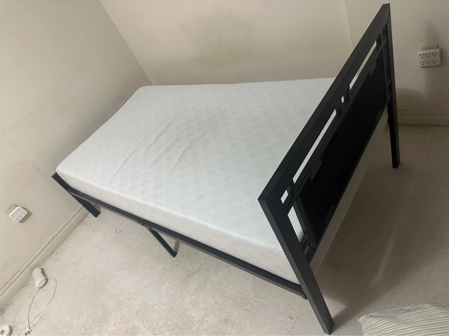 Black Metal Bed Frame with Mattress