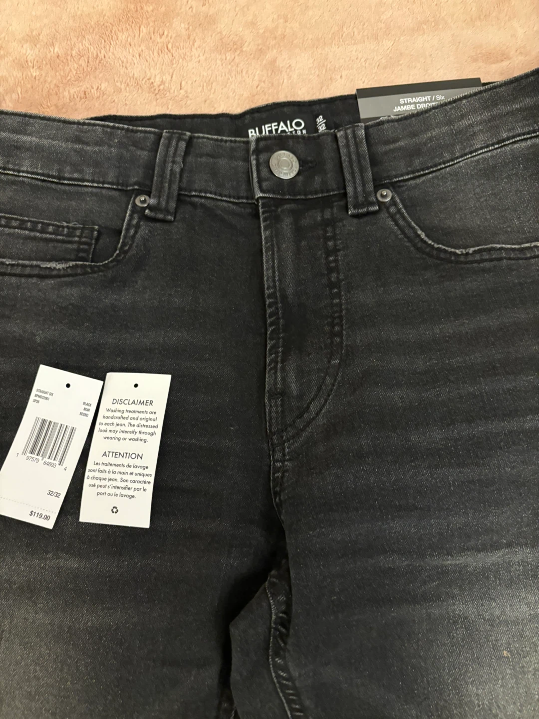 Buffalo David Bitton Black Straight Six Jeans Size 32/32 - photo 3
