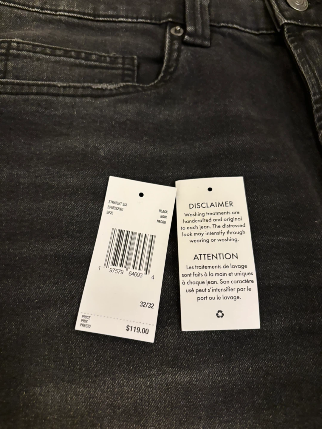 Buffalo David Bitton Black Straight Six Jeans Size 32/32 - photo 4