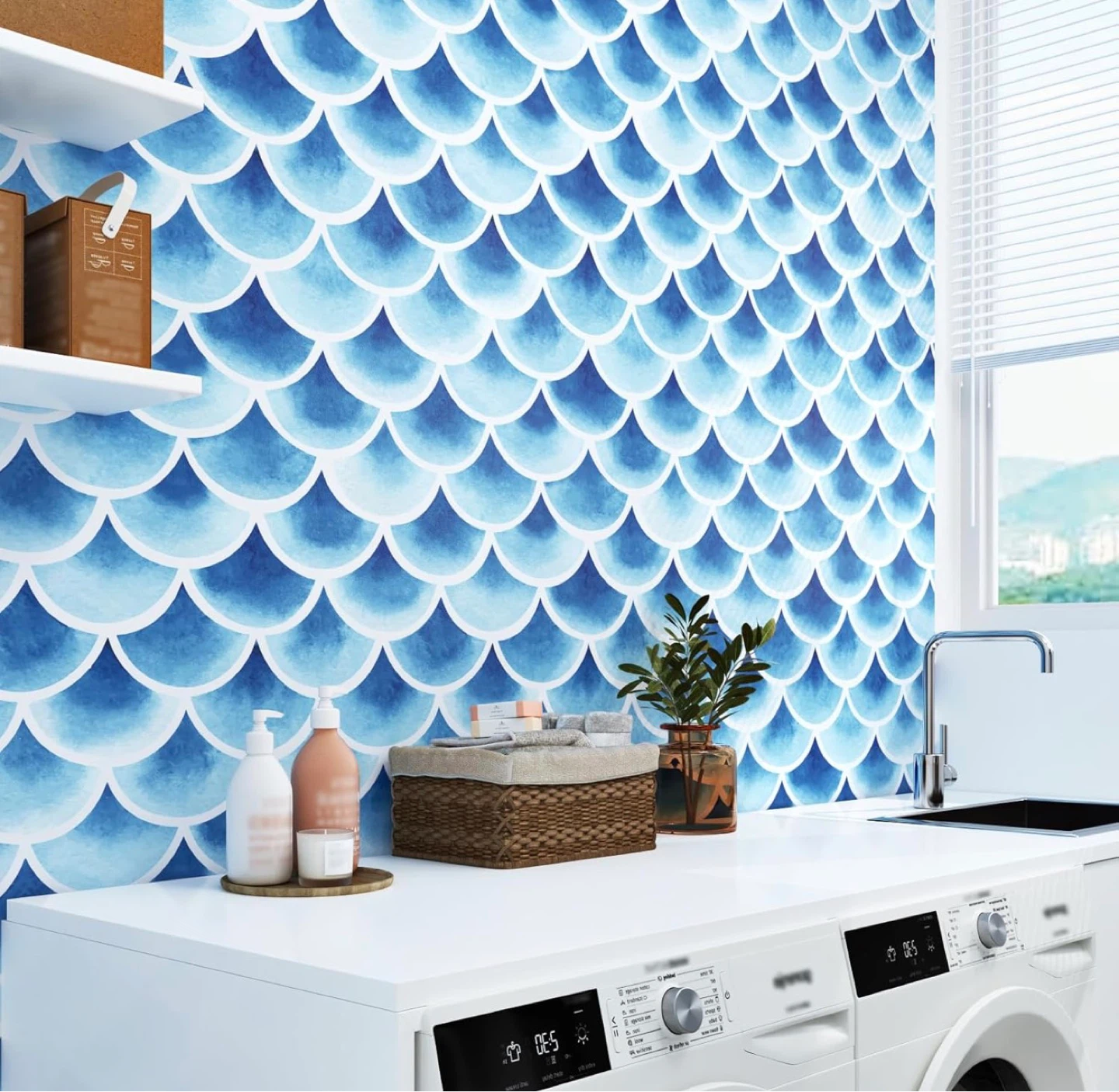 Blue Scallop Wallpaper Roll - photo 2