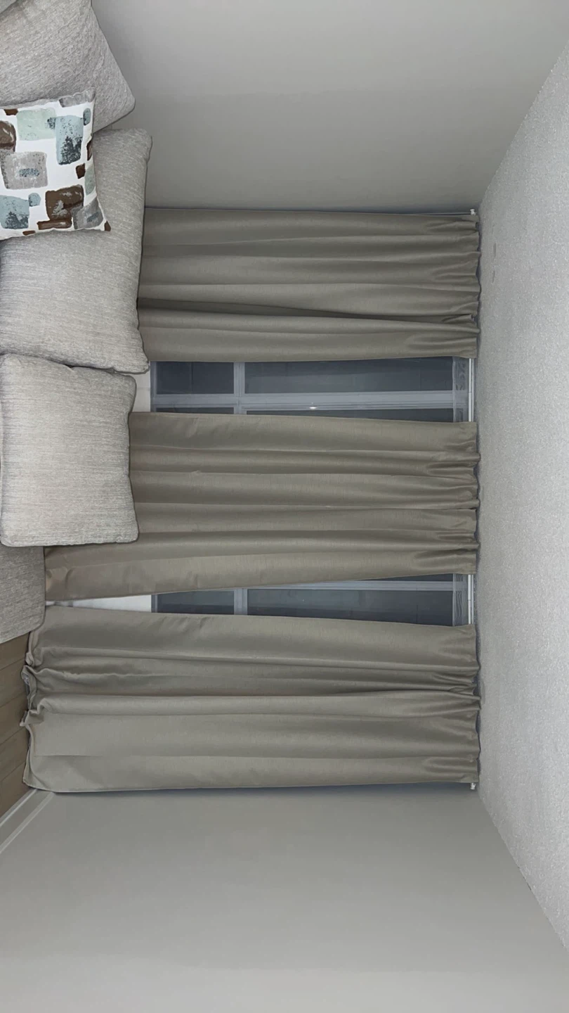 Beige curtains 6 pieces and 4 pieces white sheer