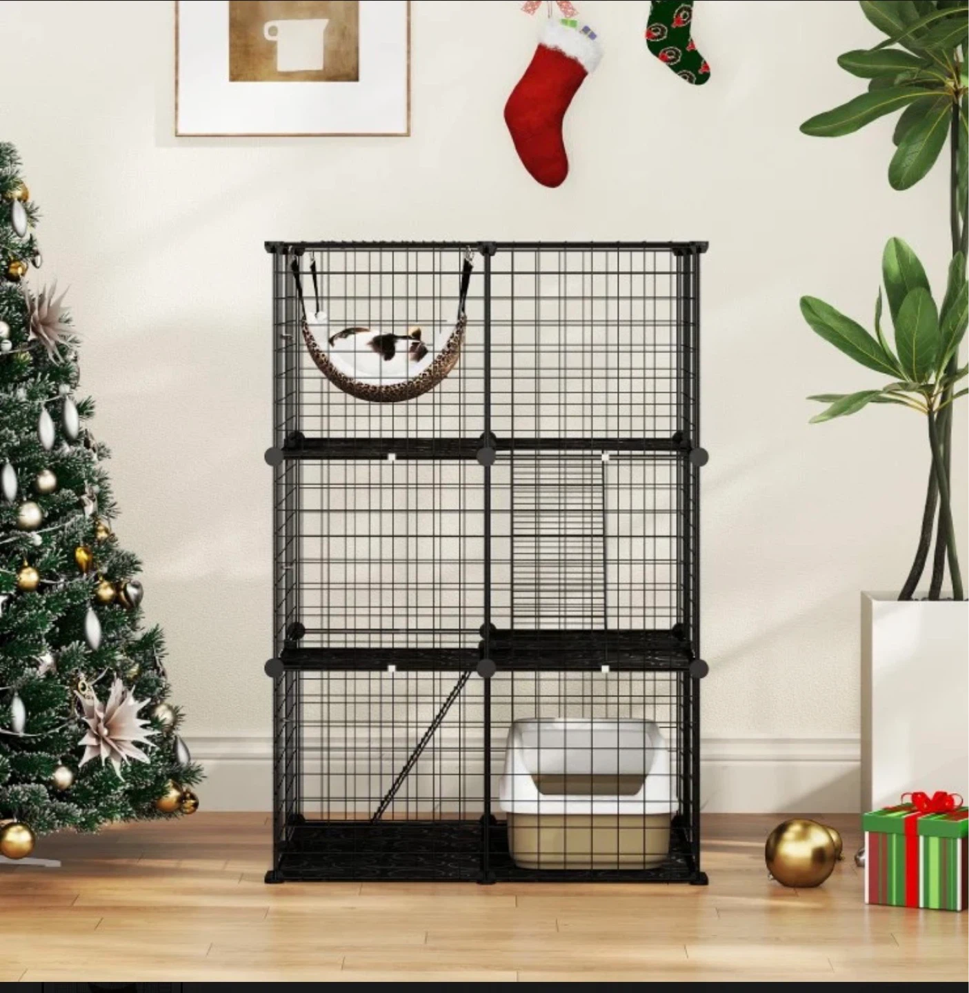 3-Tier Black Wire Cat Condo with Hammock - photo 2