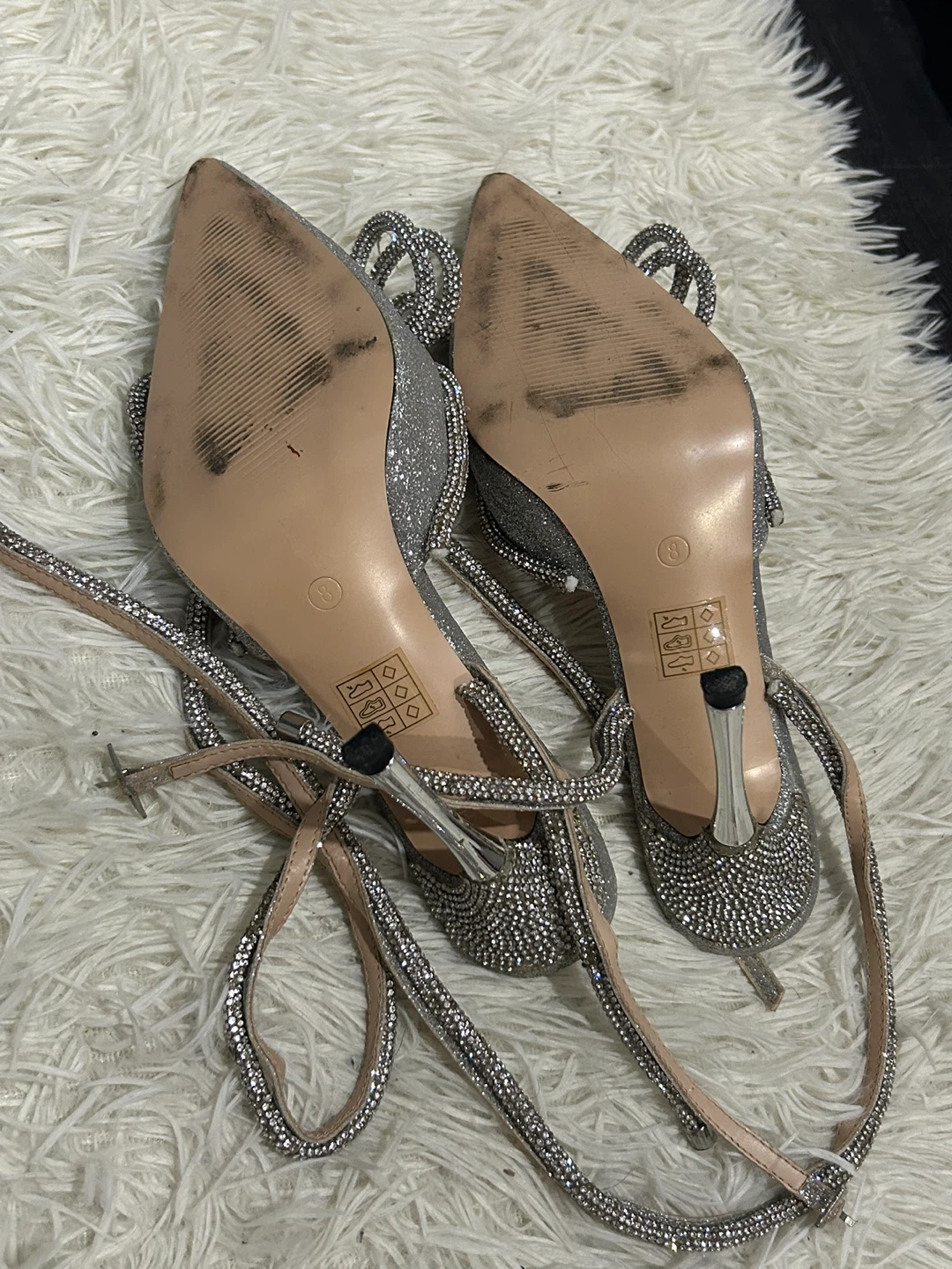 Silver Glitter Heels with Bow - photo 3