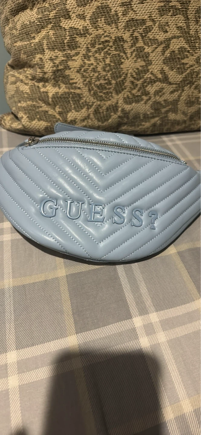 Guess Light Blue Quilted Fanny Pack/Crossbody Bag