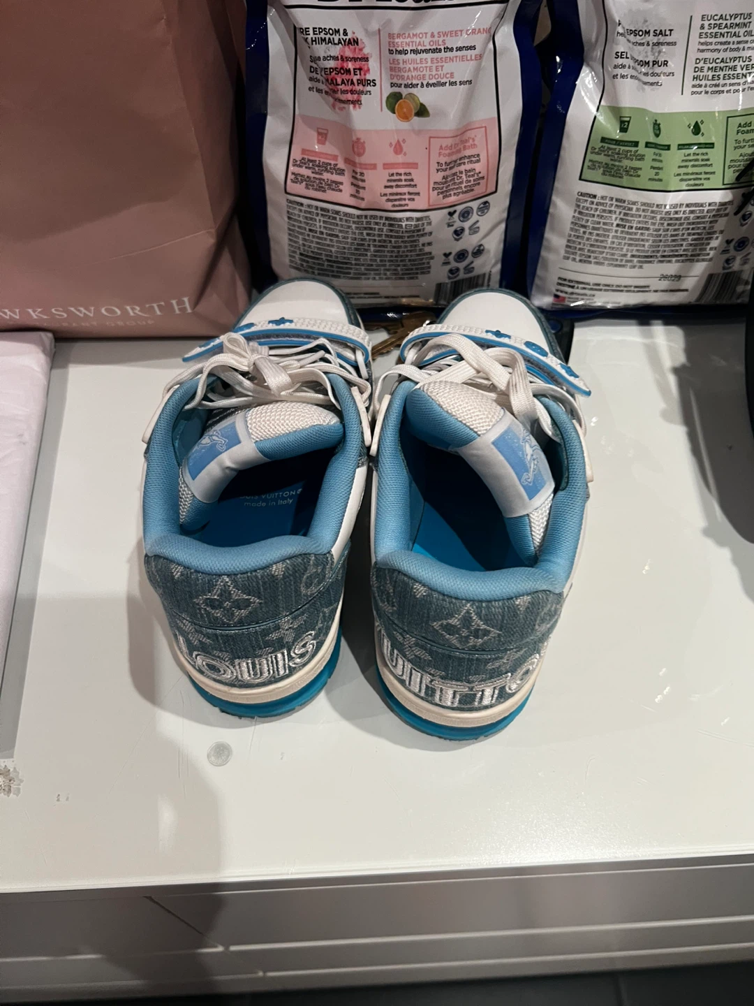 Louis Vuitton White and Blue Denim Sneakers - photo 3