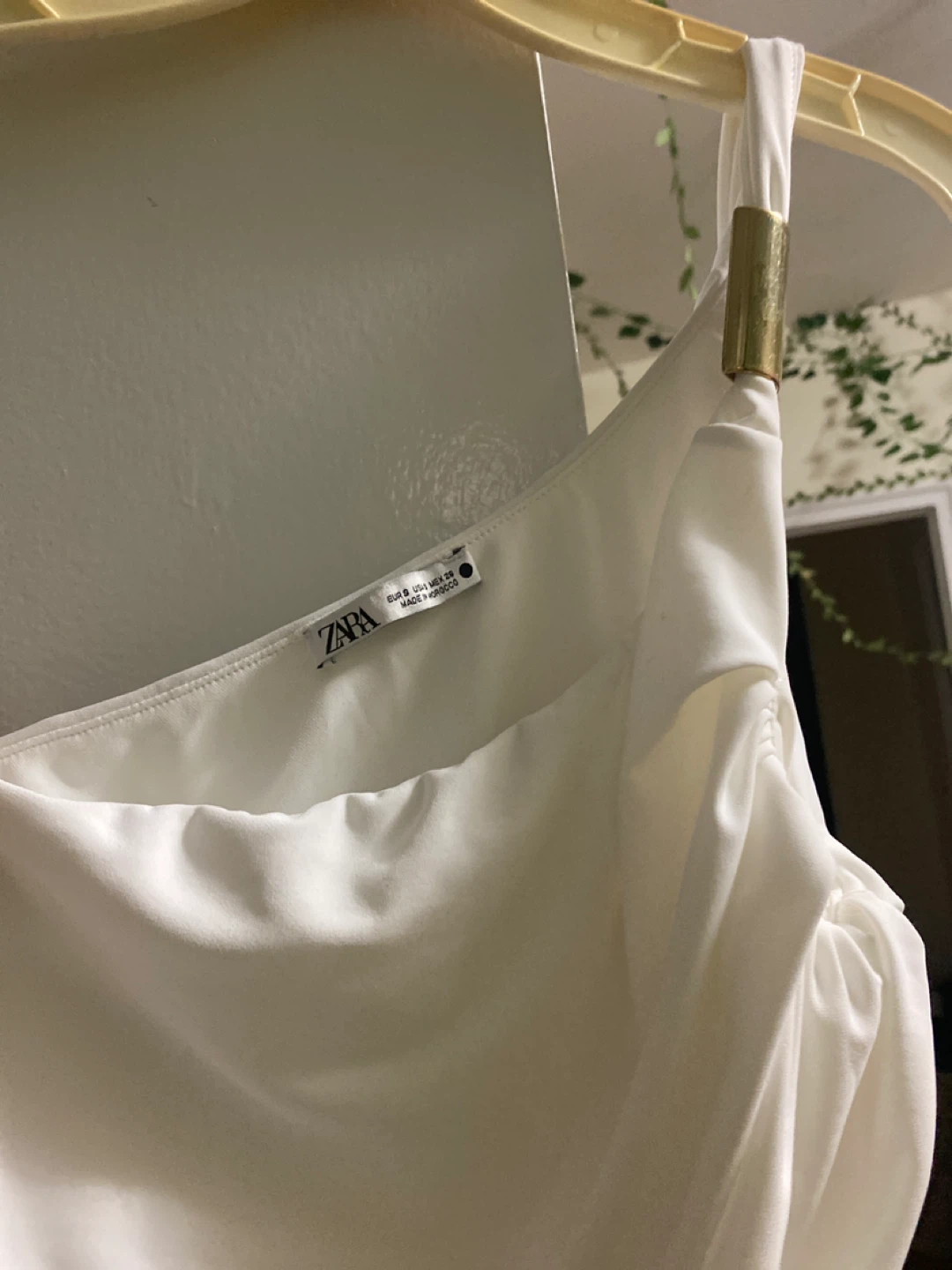 White Zara One-Shoulder Ruched Dress - photo 2