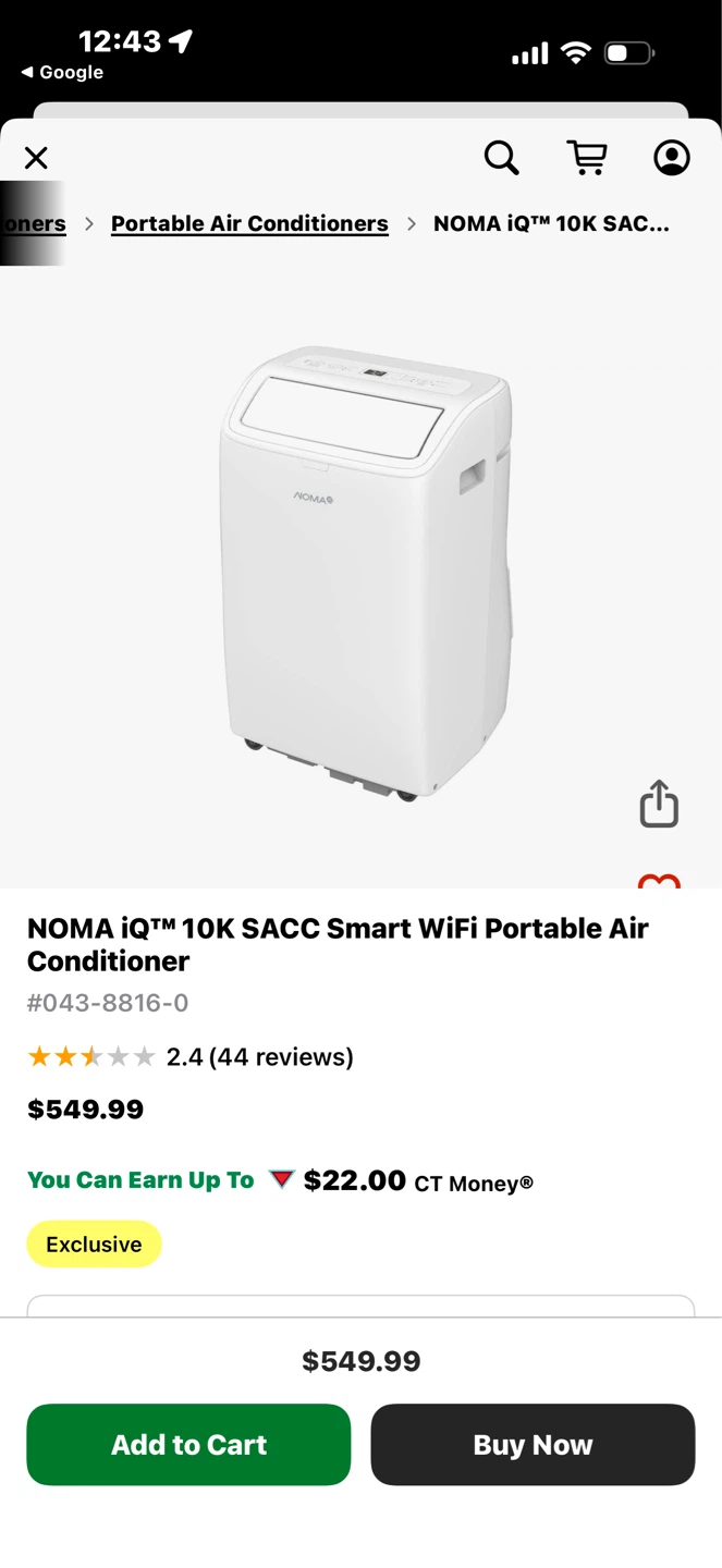 Noma iQ 10K Smart WiFi Portable Air Conditioner - photo 2