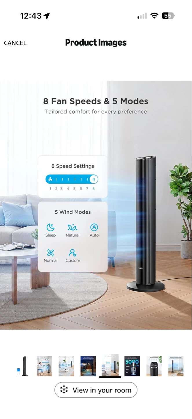 GoveeLife Black Smart Tower Fan – 36 Inch WiFi Smart Fan - photo 3