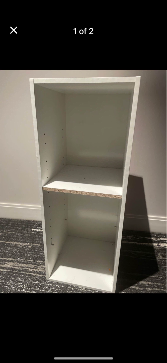 White 2-Tier Shelf Unit and nesting table