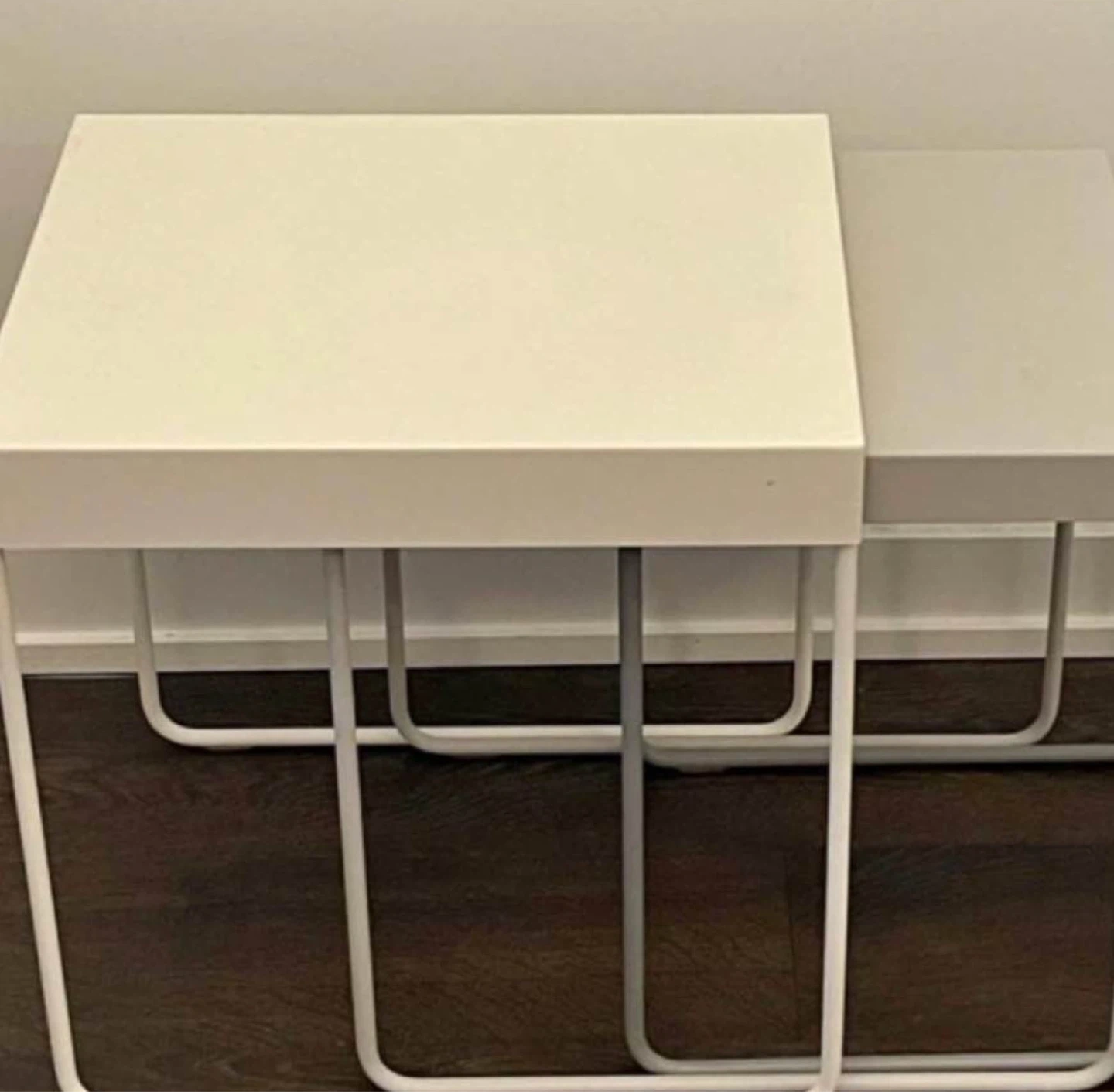 White 2-Tier Shelf Unit and nesting table - photo 3