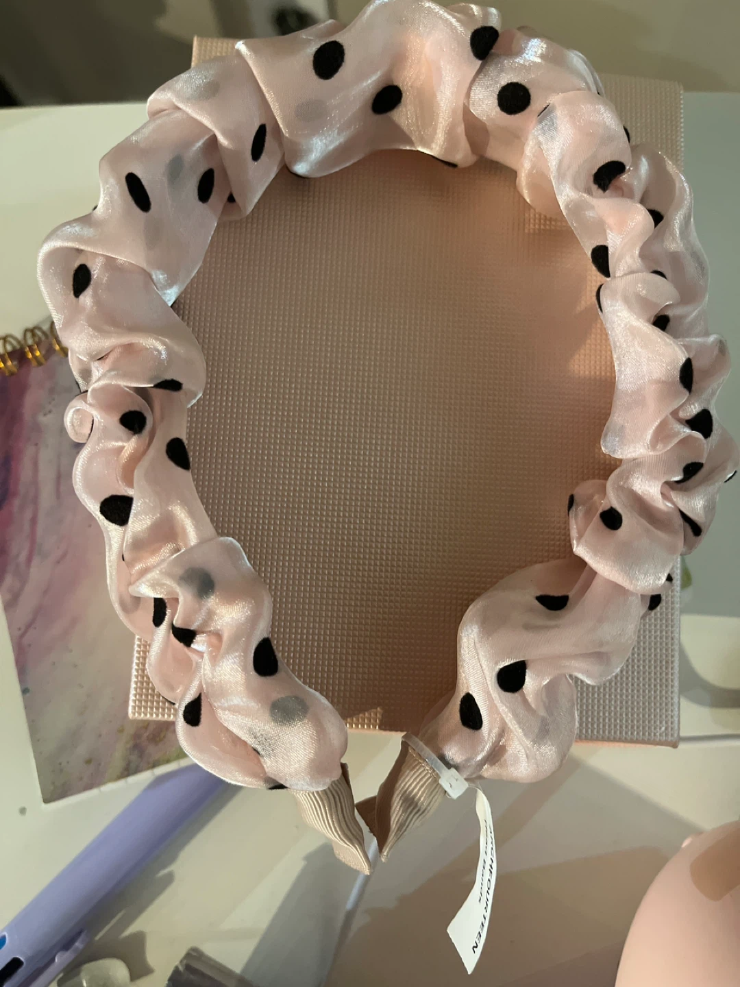 Pink Polka Dot Headband