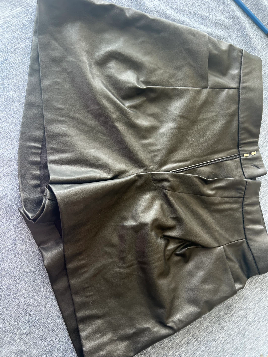Zara Faux Leather Shorts - Black - photo 2