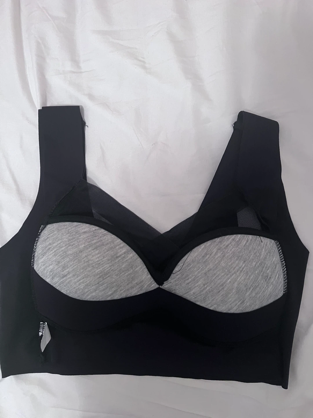 Black Wireless Bralette with Mesh Detail - photo 2