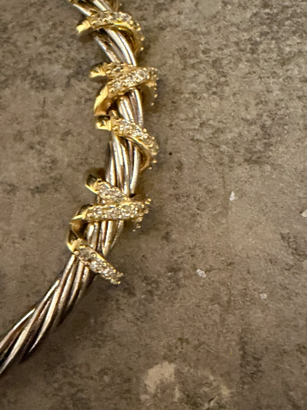 Sterling Silver and Gold Tone Cable Bracelet with Crystals - photo 3
