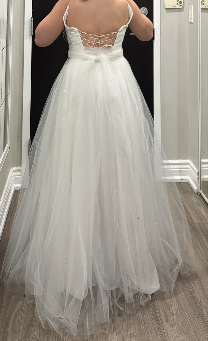 White Tulle Gown with Sparkle Detail