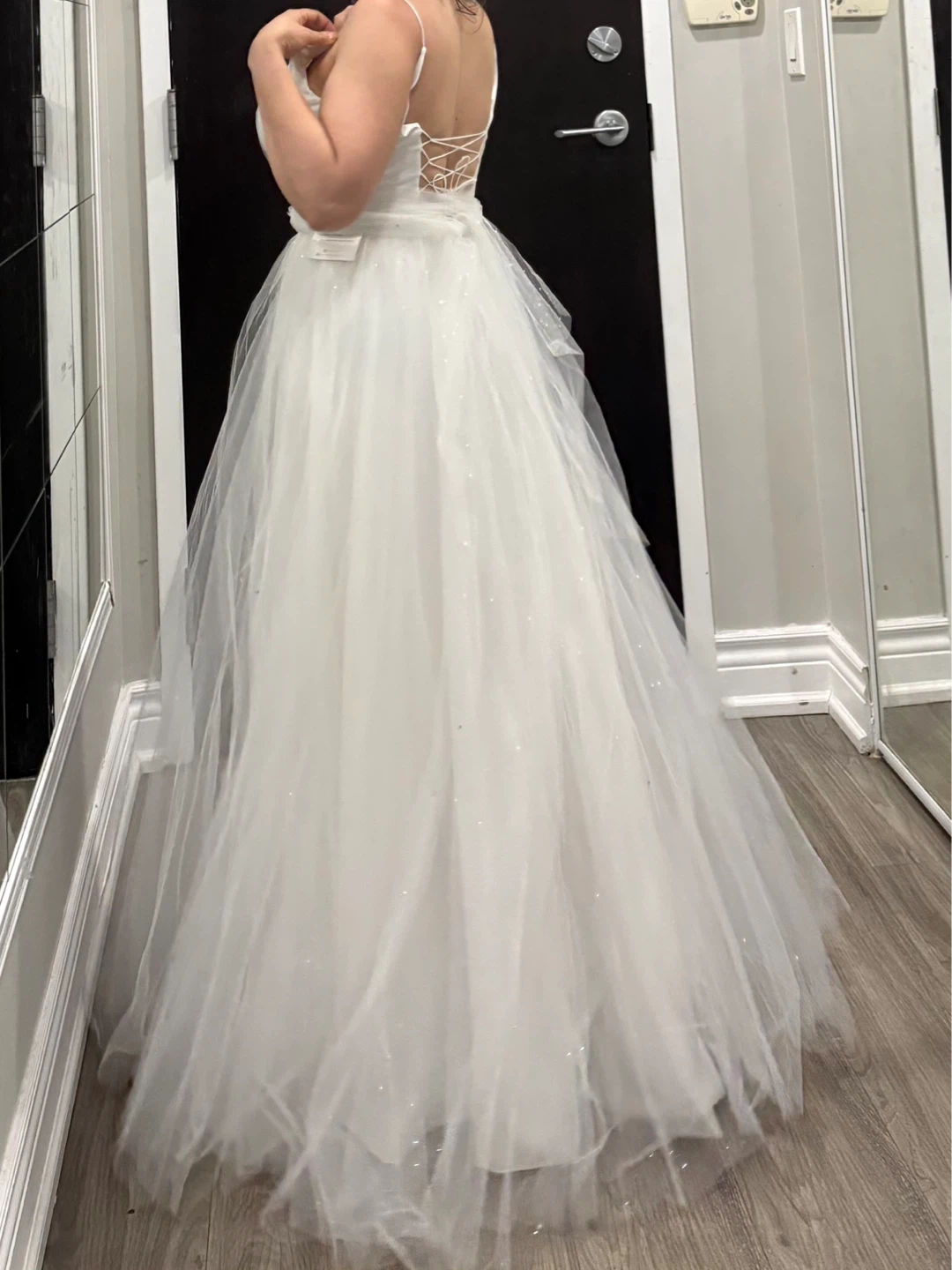 White Tulle Gown with Sparkle Detail - photo 3