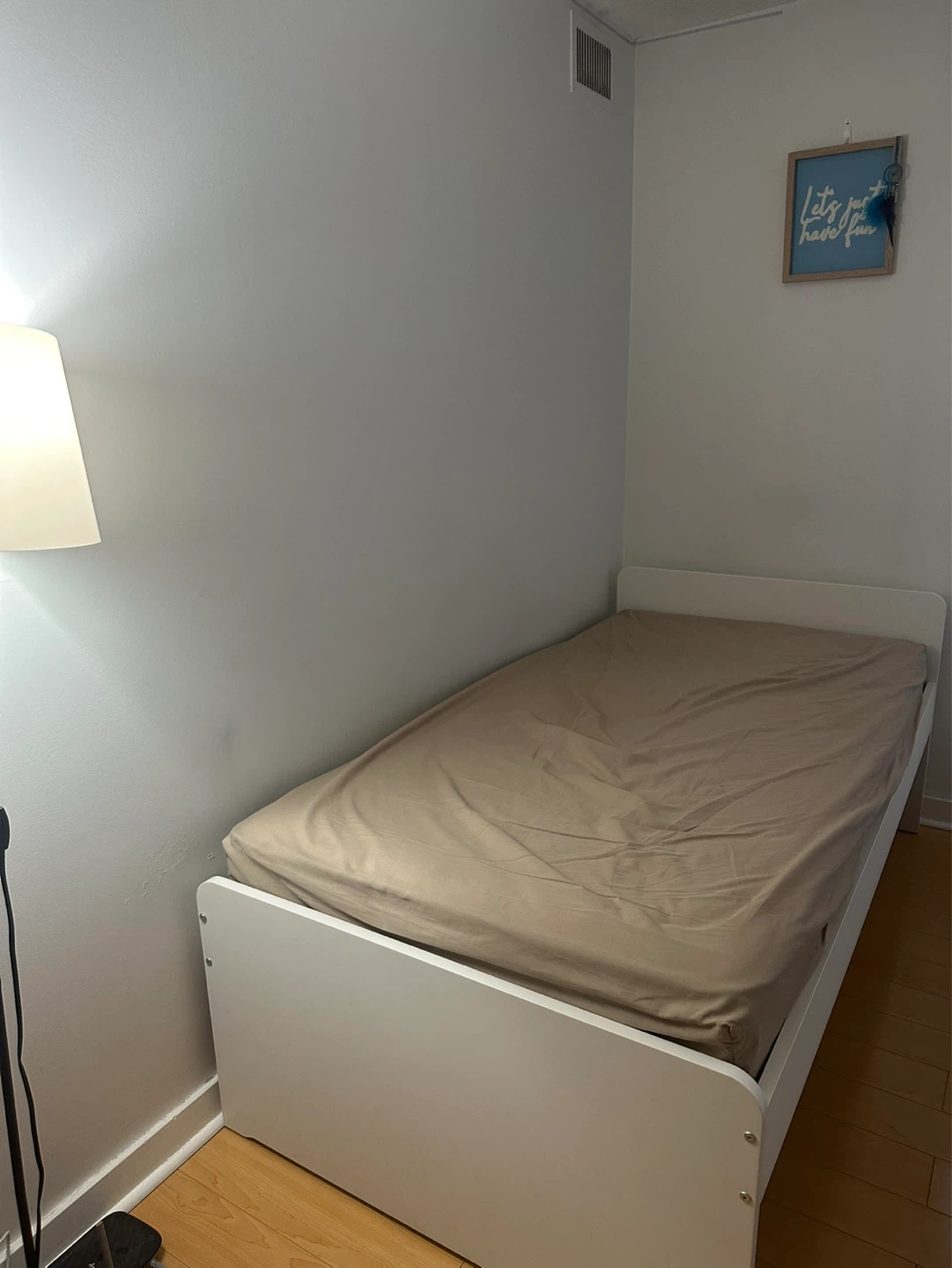 White Twin Bed Frame and Mattress - photo 2
