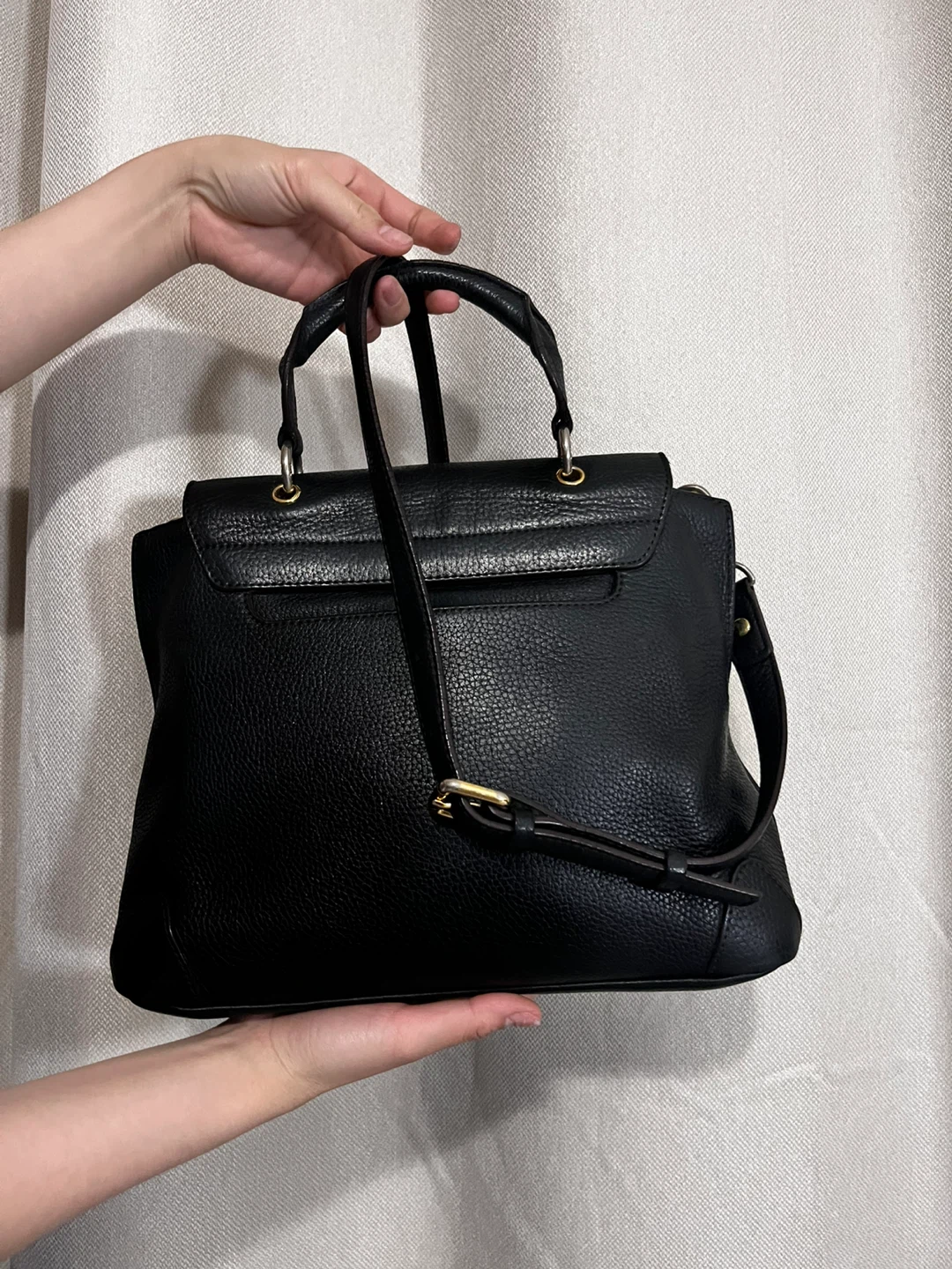 MCM Black Pebbled Leather Top Handle Satchel Bag - photo 2