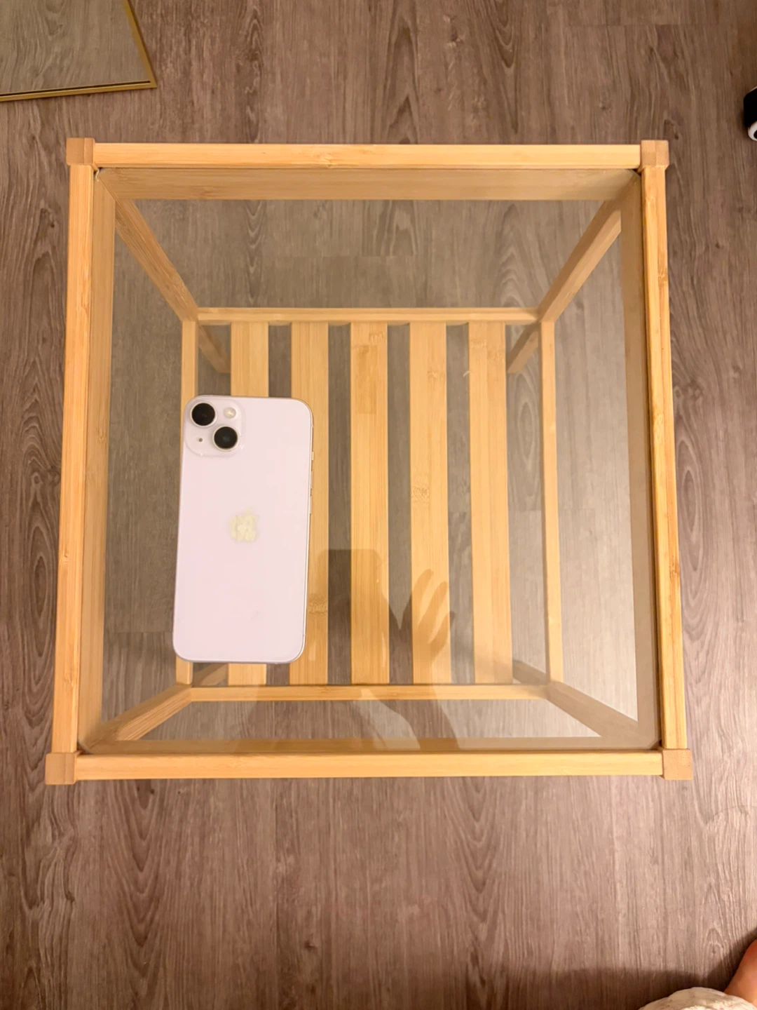 Bed side table with glass top and Bamboo Frame - photo 2