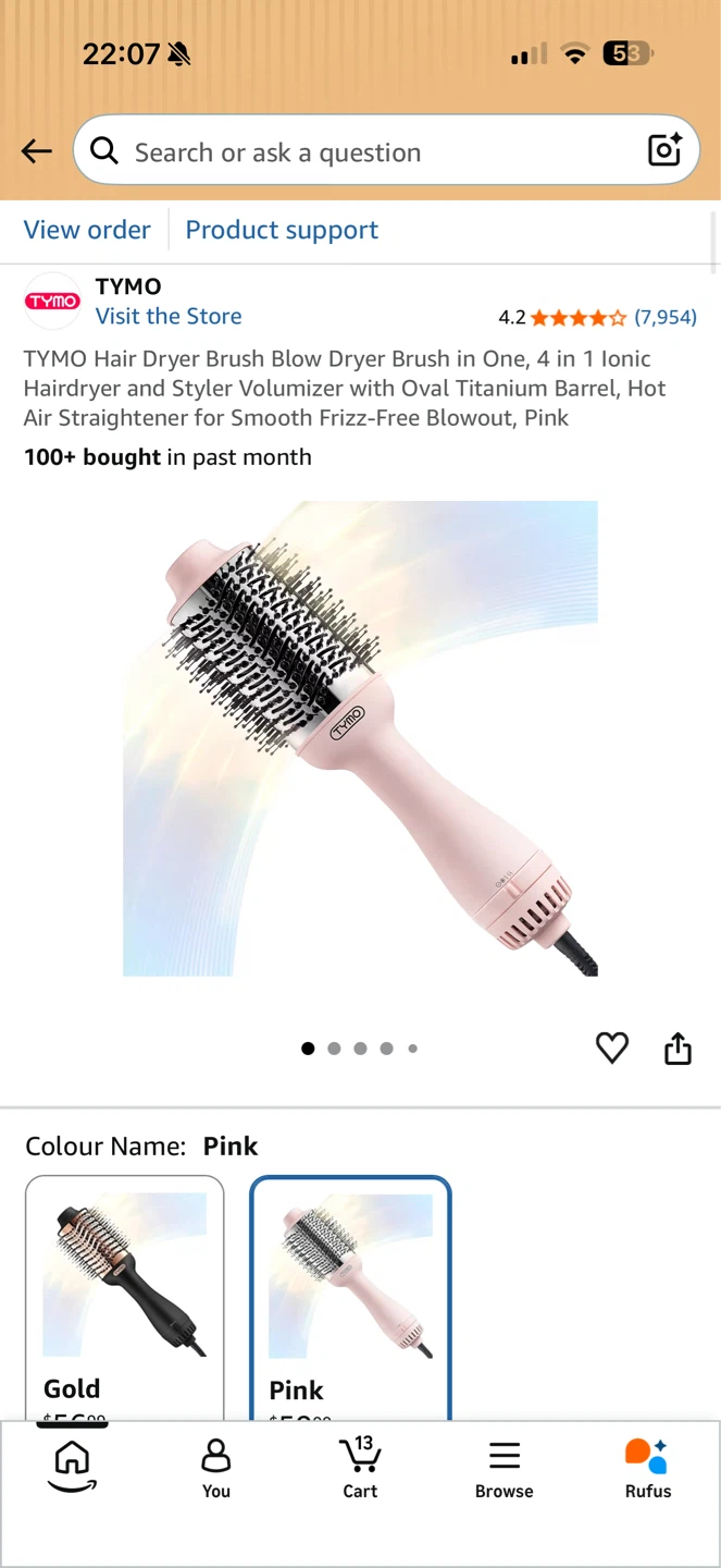 TYMO Hair Dryer Brush - Pink