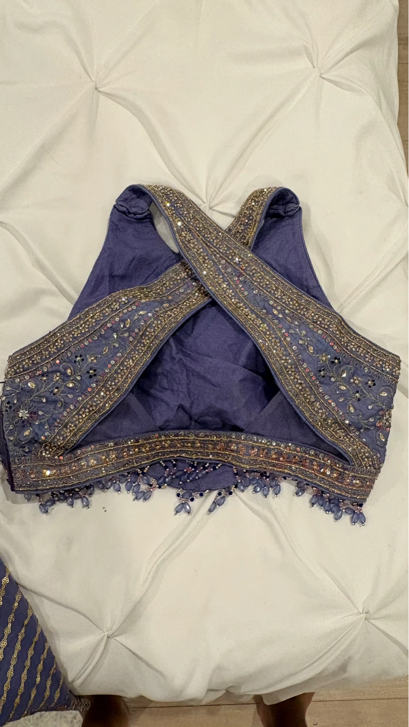 Purple Lengha with criss cross back - photo 5