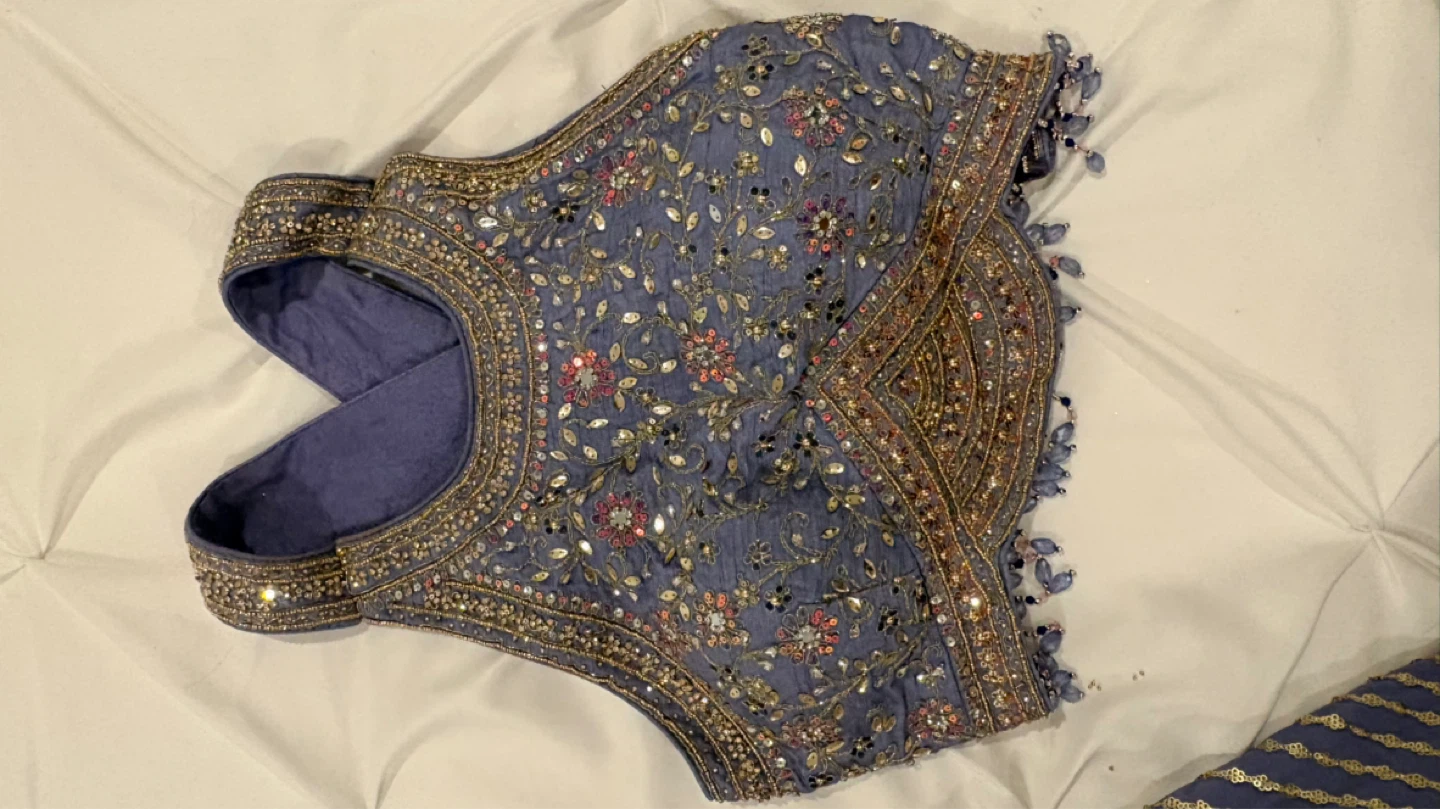 Purple Lengha with criss cross back - photo 2