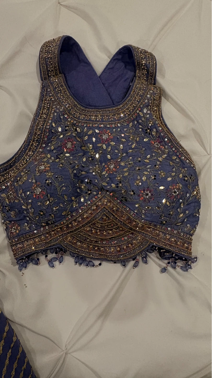 Purple Lengha with criss cross back