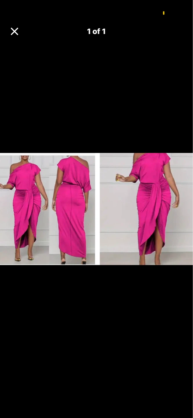 Plus size Women's One Shoulder Ruched Maxi Dress. Size 2XL