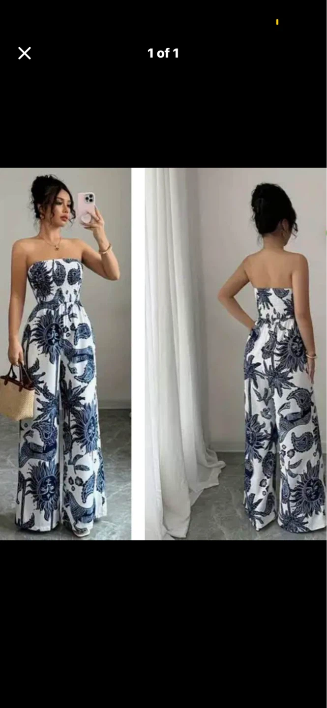Strapless Wide Leg Jumpsuit. Size large