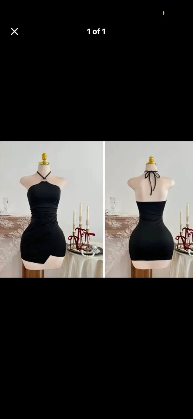 Black Halterneck Mini Dress. Size large
