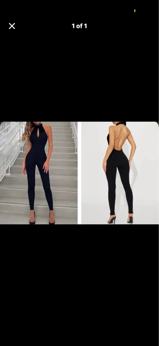 Black Halter Neck Jumpsuit. Size large