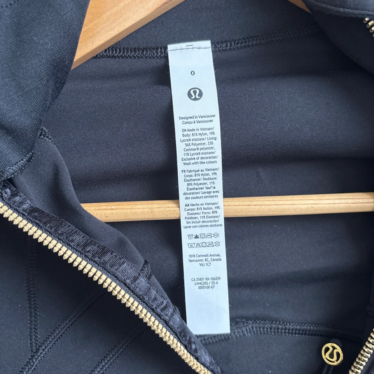 Lululemon Black Full Zip Jacket with Gold Hardware - photo 2