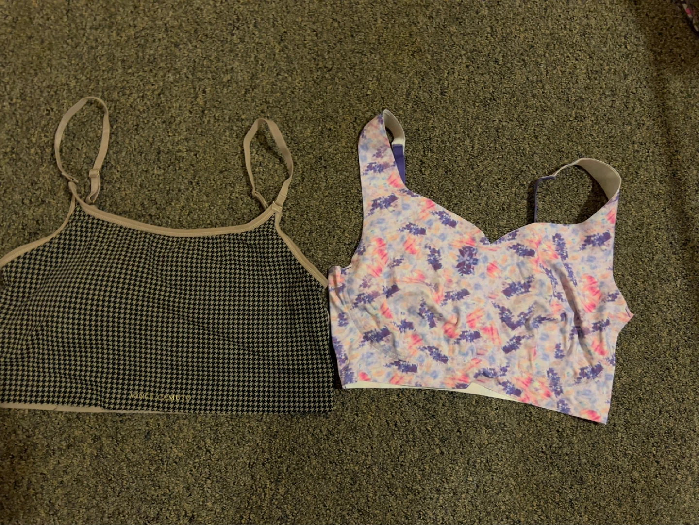 Two Sports Bras: Houndstooth & Floral Print
