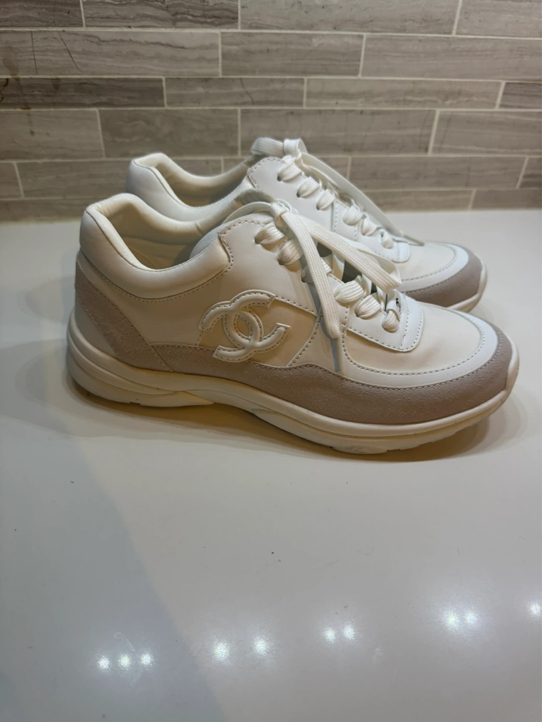 Chanel White Sneakers size 8