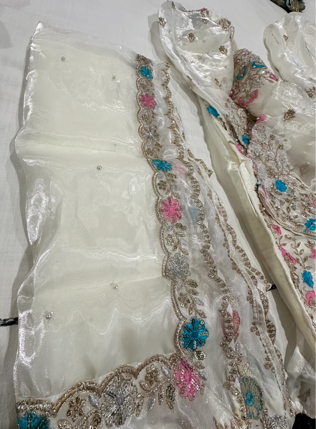 Cream Embroidered Sharara Suit - photo 3