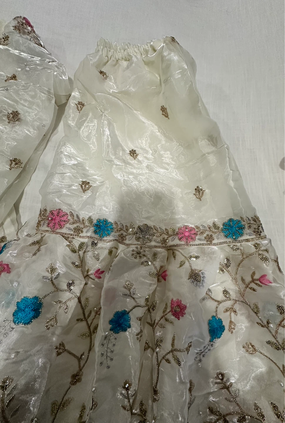 Cream Embroidered Sharara Suit - photo 2