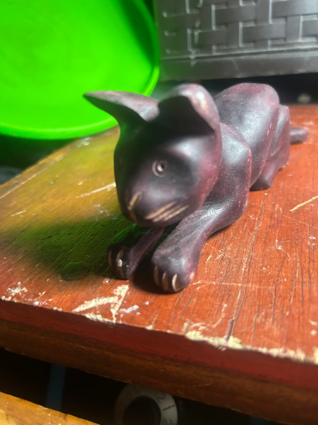 Wooden Cat Figurine