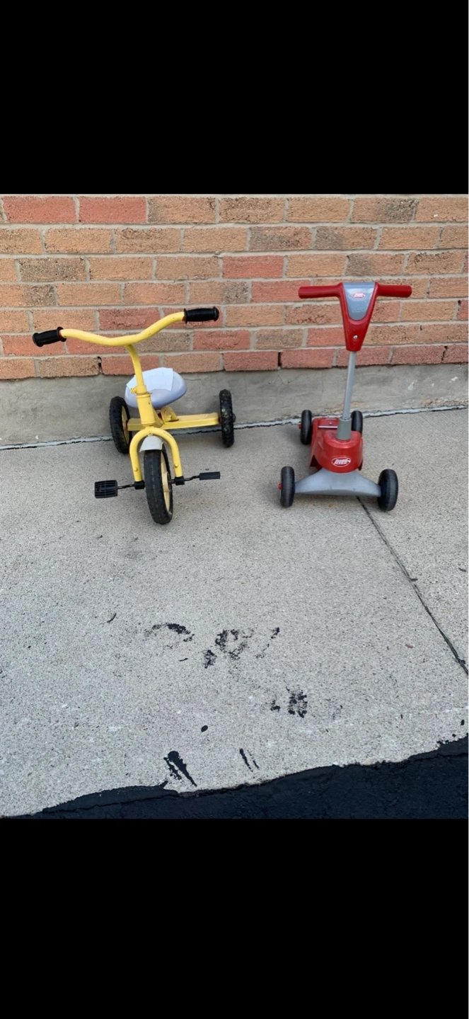Tricycle Bike and 4-Wheel Scooter Combo Set - photo 2