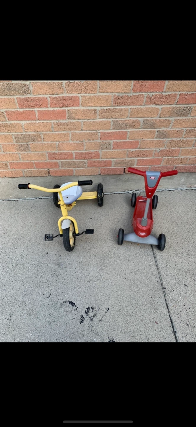 Tricycle Bike and 4-Wheel Scooter Combo Set