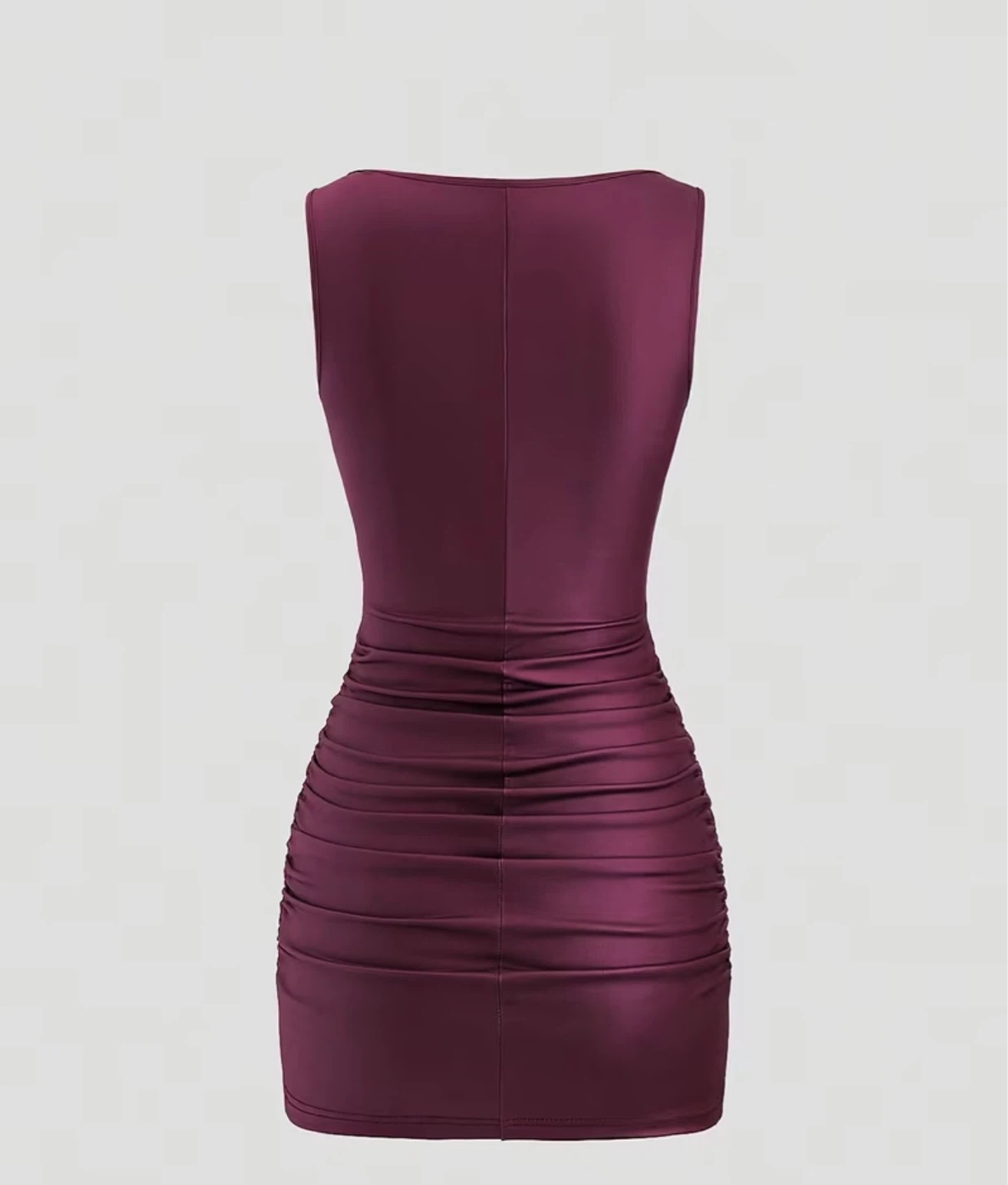 Sleeveless faux leather Bodycon Dress - Burgundy size small - photo 3