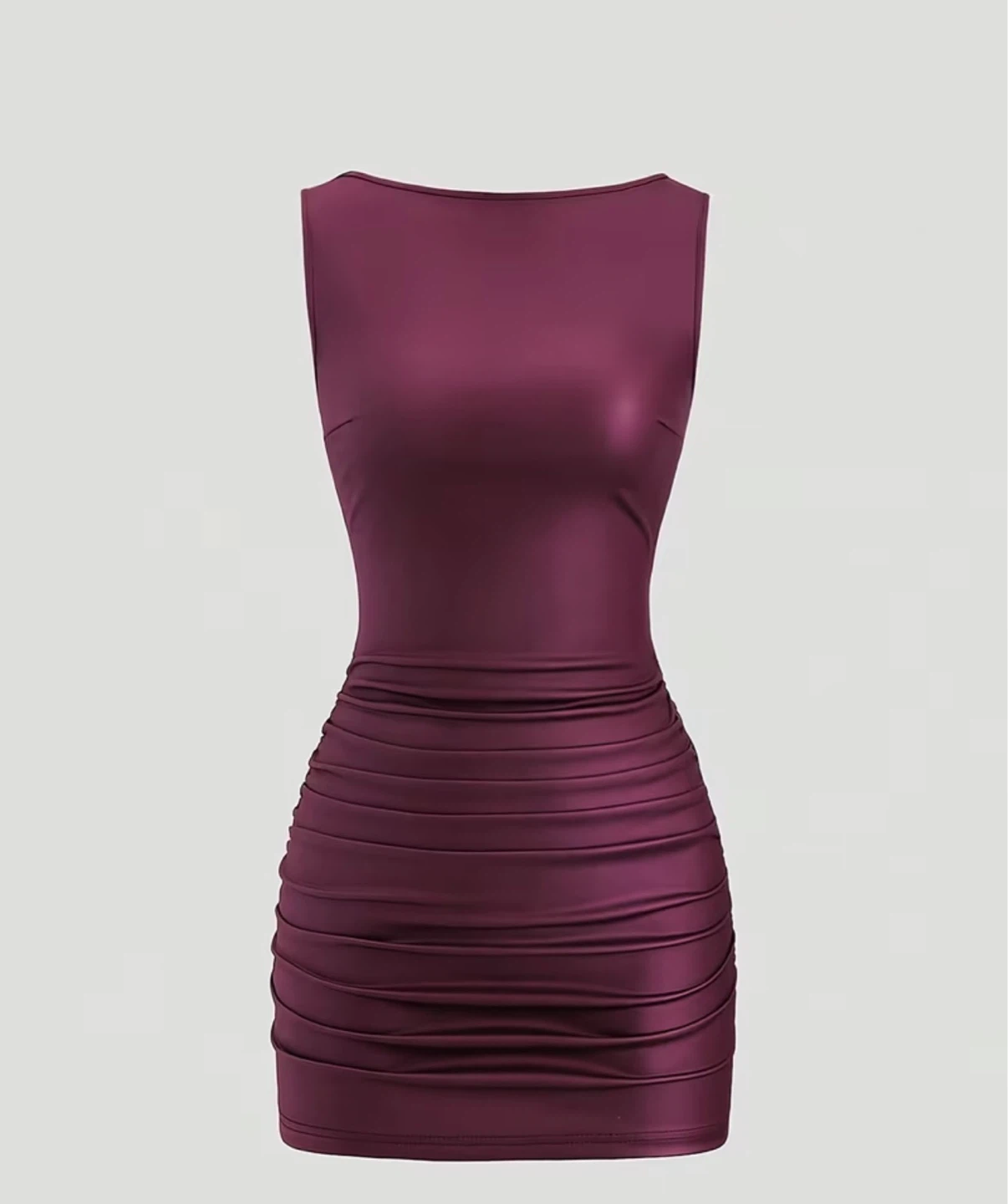 Sleeveless faux leather Bodycon Dress - Burgundy size small - photo 2