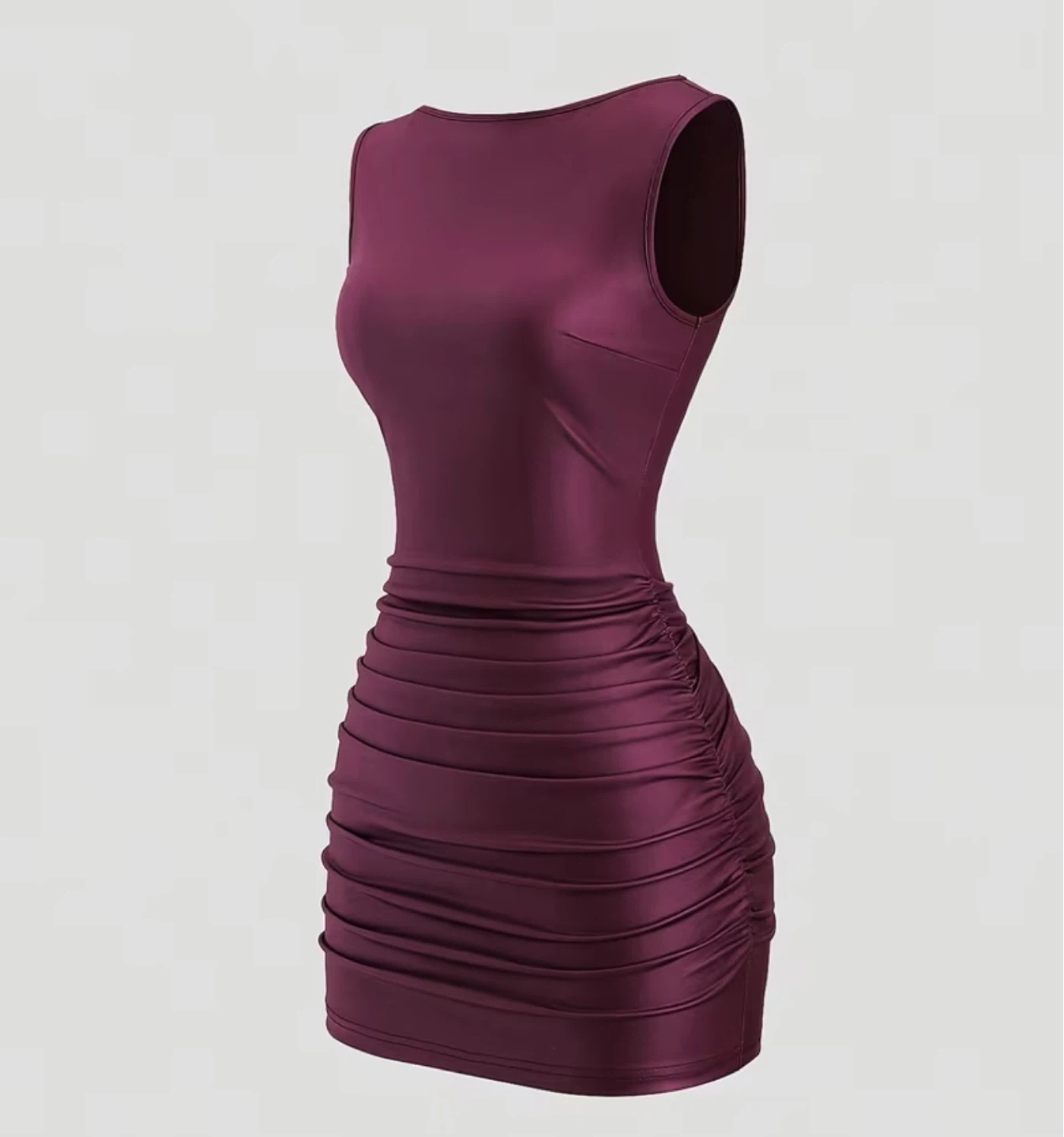 Sleeveless faux leather Bodycon Dress - Burgundy size small