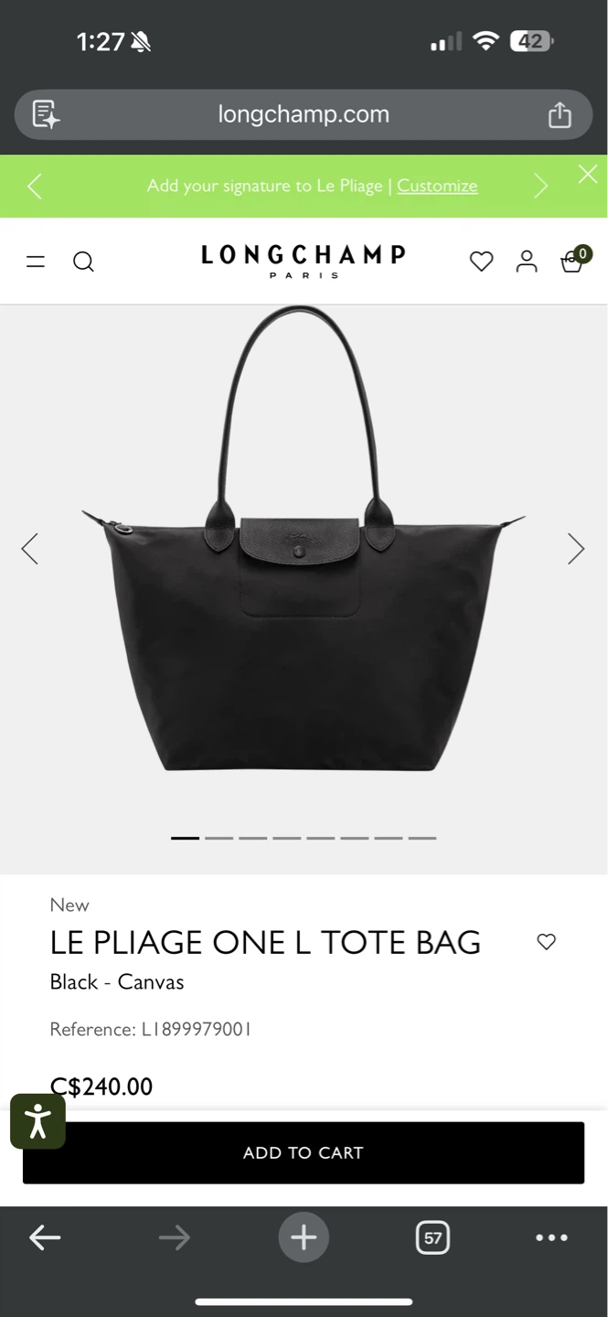 Longchamp Le Pliage One L Tote Bag - Black