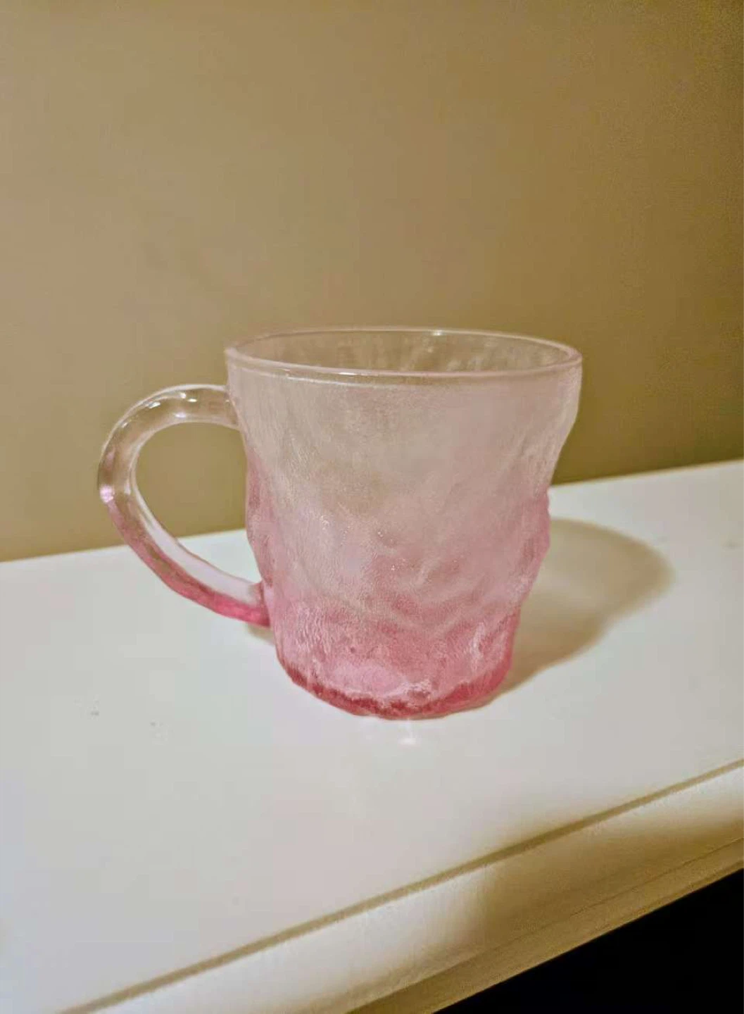 Pink Textured Glass Mug - NEED TO SELL EVERYTHING