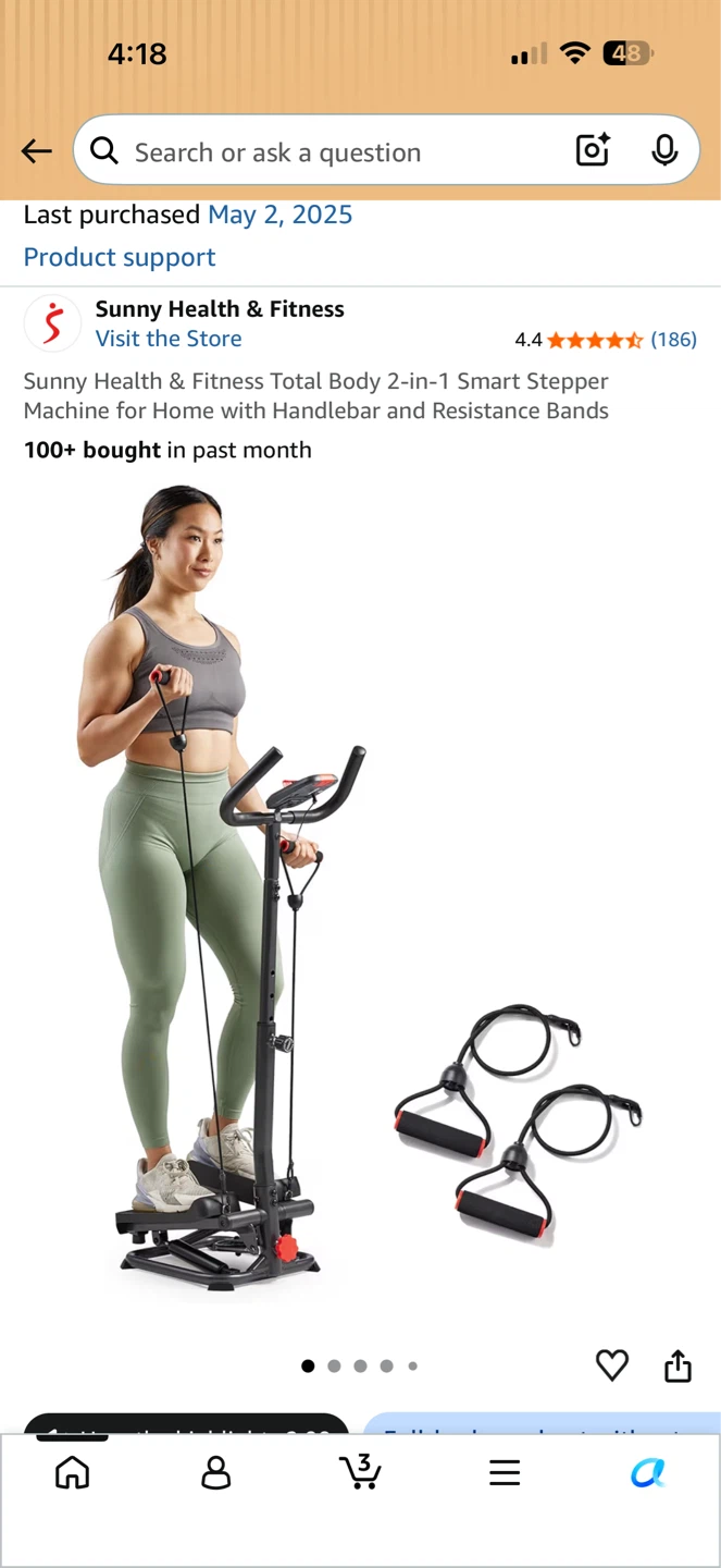 Sunny Health & Fitness Total Body 2-in-1 Smart Stepper